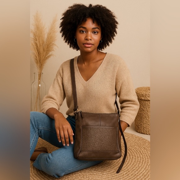 The Sak Brown Distressed Pebbled Leather Crossbody - Picture 6 of 14